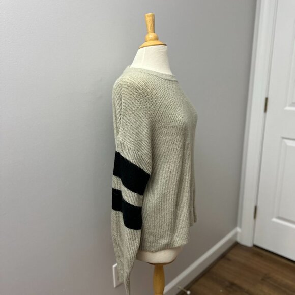 John + Jenn Super Soft Varsity Striped Crewneck Cropped Sweater Sz S - Picture 5 of 13